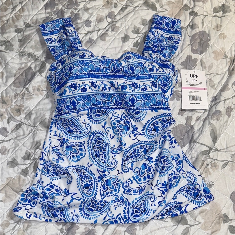 Blue and White Maxine of Hollywood Tank swim Top 6
